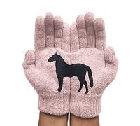 YPREWY Gants pour femme motif cheval de dessin animé pour l'automne et l'hiver en tricot extensible pour conduite en plein air cyclisme mitaines courtes chauffe-mains pour femmes gants d'hiver