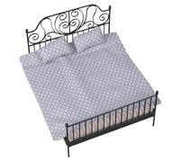 YPREWY Lit de maison de poupée en métal avec literie amovible, design antique, échelle 1/12, meubles miniatures, coffre-fort pour enfants, collectionneurs, accessoires de maison de poupée