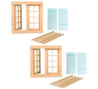 YPREWY Lot de 2 fenêtres non peintes 1/12 pour maison de poupée miniature avec double porte pour modélisme et maison de poupée miniature pour enfants