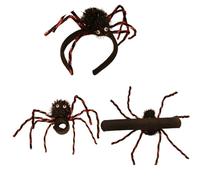 YPREWY Lot de 3 accessoires d'araignées de costume d'Halloween en peluche douce sans danger pour les jeunes décorations de fête araignées