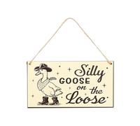 YPREWY Panneau de sécurité en bois de pin résistant aux intempéries avec illustration d'oies ludiques pour plus de durabilité Décoration extérieure Panneau de cour multifonction