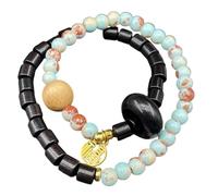 YPREWY Perles en bois naturel à double boucle, confortable pour soulager le stress au quotidien, cordon élastique en bois, taille unique, Comme décrit