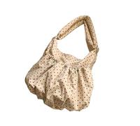 YPREWY Sac à bandoulière élégant à pois avec sangle réglable et cordon de serrage en coton plissé pour femme, sac de navetteur avec cordon de serrage, kaki, One Size