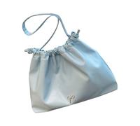 YPREWY Sac à bandoulière surdimensionné froissé en cuir PU souple avec cordon de serrage pour un usage quotidien confortable et léger, bleu, One Size
