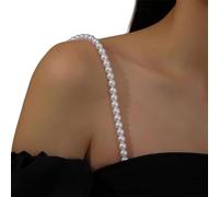 YPREWY Sangle de soutien-gorge en strass réglable avec strass - Sangle d'épaule invisible - Antidérapante - Chaîne d'épaule pour hauts et robes, Perle blanche de 6 mm, taille unique