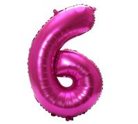 YPSelected Grand ballon en aluminium en forme de chiffre à l'hélium - 81,3 cm - Pour fête d'anniversaire de mariage de 0 à 9 (rose rouge, 6)