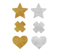 Ypser Lot de 80 paires de cache-tétons jetables en satin pour femme, 6 paires de paillettes dorées et argentées, taille unique