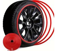 YPSQQHD Anneau de Protection pour Jantes de Voiture, Compatible pour Toyota Fortuner Land Cruiser Corolla Cross, Bande décorative pour pneus, Autocollants pour Jantes (8 M),Red