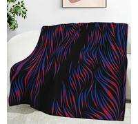 Ypthriline Couverture Dégradé Rouge et Bleu, Lignes abstraites Plaid Polaire Microfibre Flanelle 220 x 240 cm, Léger, Doux, Chaud et Confortable, Convient aux Chambres et aux Salons