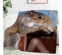 Ypthriline Couverture Écureuil Style Animaux Mignons Plaid Polaire Microfibre Flanelle 150 x 200 cm, Léger, Doux, Chaud et Confortable, Convient aux Chambres et aux Salons