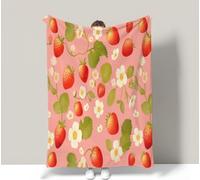 Ypthriline Couverture Fraise Style Dynamique Plaid Polaire Microfibre Flanelle 130 x 150 cm, Léger, Doux, Chaud et Confortable, Convient aux Chambres et aux Salons