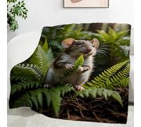 Ypthriline Couverture Petite Souris à Feuille de fougère Style réaliste apaisant Plaid Polaire Microfibre Flanelle 150 x 200 cm, Léger, Doux, Chaud et Confortable, Convient aux Chambres et aux Salons