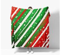 Ypthriline Couverture Rayures Rouge Blanc Vert Plaid Polaire Microfibre Flanelle 150 x 200 cm, Léger, Doux, Chaud et Confortable, Convient aux Chambres et aux Salons Rayures Classiques