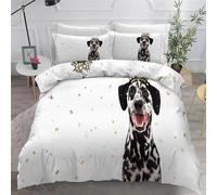 Ypthriline Housse de Couette 220x240 cm Dalmatien Parure de Lit Simple et Naturel avec 2 Taies d'oreiller 65x65 cm Housse Couette Sets Réversible en Microfibre de avec Fermeture Éclair