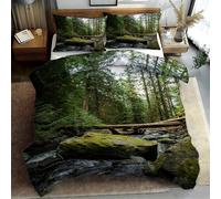 Ypthriline Housse de Couette 220x240 Vallée Housse de Couette Microfibre Vert foncé Fermeture éclair avec 2 Taie Oreillers 65x65 cm