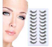 YPYMOD 10 Paires Faux Cils, Naturel 3D Faux Cils, Cat Eye Lashes Reutilisable (H10)