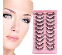 YPYMOD 10 Paires Faux Cils, Naturel 3D Faux Cils, Cat Eye Lashes Reutilisable (H10)