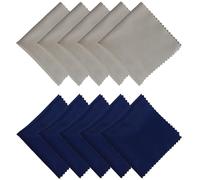 YPYMOD 10 PCS Chiffons Microfibre de Nettoyage, lingettes lunettes, pour Lentilles, Lunettes, Ecrans, Tablettes(15 x 18 cm, Gris Clair/Bleu Foncé)