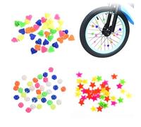 YPYMOD 108 Pièces Perles à Rayons de Vélo Colorés,pour Garçons Filles Enfants Décorations de Vélo Accessoires de Vélo Drôles,Type Boule Lumineuse Coulissante,Type étoile Fixe,Type Cœur Fixe