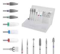 YPYMOD 13 Pièces Embout Ponceuse Ongles, 3 forets en carbure de tungstène + 3 forets en céramique + 6 forets diamant+ 1 pinceau, Forets à Ongles Éliminer Gel Acrylique Cuticule