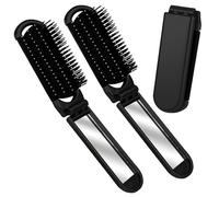 YPYMOD 2 Pièces Brosse à Cheveux de Voyage Avec Miroir Pliable, Mini Brosse de Voyage, Peigne de Massage Compact Outils de Coiffure pour Salle de Sport, Voyage, Sac à Main, Natation (Noir）