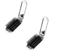 YPYMOD 2 Pièces Brosse à Cheveux de Voyage Avec Miroir Pliable, Mini Brosse de Voyage, Peigne de Massage Compact Outils de Coiffure pour Salle de Sport, Voyage, Sac à Main, Natation (Argent）