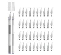 YPYMOD 2 Pièces Précision Cutter Scalpel, Avec 40 Lames, Cutter de Précision Couteau pour Découpe de Travail D'art Bricolage, Spéléologie, Sculpture, Diy Sculpture Couteaux de Loisirs(Argent)