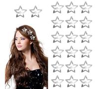 YPYMOD 20 Pièces Pinces à Cheveux en Forme d'Étoile, Y2k Métal Pince Accessoires Décoratifs Clips Mignon Cheveux Barrette à Paillettes pour Femmes Filles Enfants(Argenté)