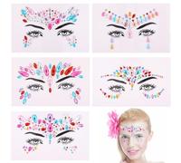 YPYMOD 5 Pièces Strass Visage, Strass Autocollant Visage, Strass Visage Festival Pour Carnaval de Musique, Faire la fête, Se Maquiller