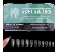 YPYMOD 550pcs Faux Ongles, Goutte D'eau Façon Amande Acrylique Capsules Ongles Transparent Pose Americaine Ongle Avec Valise De Rangement Pour Les Studios De Manucure 11 Tailles