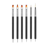YPYMOD 6 Pcs Pinceau Nail Art Ongles, 6 Pcs Double Extrémité Nail Art Dotting Pen, Outils de Manucure pour Salon DIY à la Maison Fem(Noir?