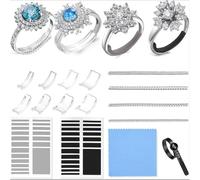 YPYMOD Ajusteurs pour Bagues, 8 Tailles Réducteur de Taille de Ajusteur Bague Invisiblee, Ajusteur Bague avec Chiffon de Polissage Règle de Mesure,Reducteur Bague pour Presque Toutes Les Bagues