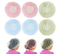 YPYMOD Bonnet De Douche Bonnet de Bain élastiques Chapeau Réutilisables avec Des Bandes Élastiques Pour Femmes Filles Douche SPA Salon (6 PCS, 2 Vert2 Bleu2 Rose)