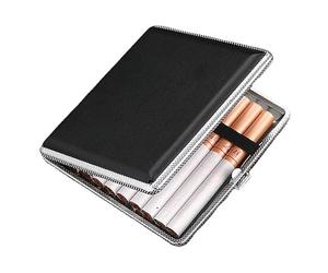 YPYMOD Étui à Cigarettes Aspect Cuir Pour 20 Cigarettes Filtrantes,Boîte Compacte,Idéale Pour Les Poches de Pantalons et de Chemises,Noir,10 * 9.5 * 1.9 cm