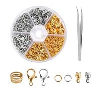 YPYMOD Fermoir de chaîne, bracelet avec fermoir mousqueton doré et argenté, anneaux ouverts et extrémités à sertir, pour colliers, bracelets, chaînes de cheville, bricolage