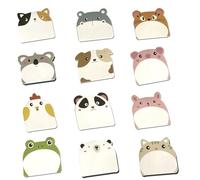 YPYMOD Lot de 12 Blocs de Notes Autocollantes, Motif Animal de Dessin Animé, Onglets Autocollants Mignons, Pour étudiants, Maison, Bureau, Salons, Cadeaux(L6cm*5.5cm)