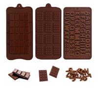 YPYMOD Moule à Chocolat en Silicone 3 Pièces, Moule à Pâtisserie Anti-adhésif, Pour Chocolat, Bonbons, Décoration de Gâteau, Moules de Cuisine pour les Fêtes, Couleur Café (L22.5cm*L10.5cm)