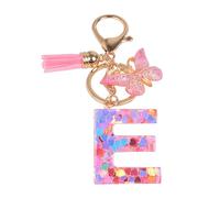 YPYMOD Nom Lettre Initiale Porte-clés, Pompons Papillon Monogramme Porte-clés, Rose(E)