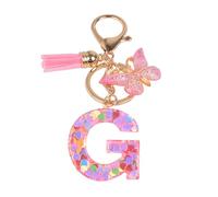 YPYMOD Nom Lettre Initiale Porte-clés, Pompons Papillon Monogramme Porte-clés, Rose(G)