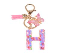 YPYMOD Nom Lettre Initiale Porte-clés, Pompons Papillon Monogramme Porte-clés, Rose(H)