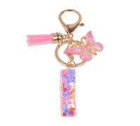 YPYMOD Nom Lettre Initiale Porte-clés, Pompons Papillon Monogramme Porte-clés, Rose(I)