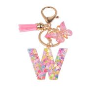 YPYMOD Nom Lettre Initiale Porte-clés, Pompons Papillon Monogramme Porte-clés, Rose(W)