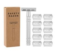 YPYMOD Rasoir de Sécurité, avec 10 Lames Rasoir Sécurité, Traditionnel Inox Manuel Rasoir de Sécurité pour Homme and Femme Safety Razor Kit pour Visage et Corps