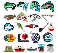 YQ-BEST Lot de 22 breloques décoratives en forme de chaussures de pêche pour sabots, accessoires de sport pour garçons, enfants et adolescents, taille unique, plastique