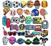 YQ-BEST Lot de 35 breloques pour chaussures de basket-ball, de football, de baseball, de jeux vidéo, astronaute et de chaussures de sport pour bracelets, chaussures, accessoires de fête, cadeaux pour