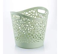 YQ WHJB Plastique Rond Panier à Linge, Corbeille à Linge avec Poignées, Jouet Organisateur De Stockage Bin Évidés Portable Panier De Vêtements pour Salle De Bain-Vert 30x37cm(12x15inch)