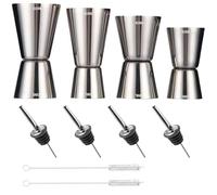 YQBFTC 4 PCS Doseur Cocktail,Cocktail Jigger,Verre doseur cocktail,Doseur à alcool 30ml/40ml/50ml/60ml Avec Mise à l'échelle Double Tasse à Mesurer,Mesure Jigger pour Bar Maisons Fête Vin Gin Shaker
