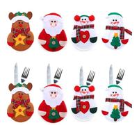 YQBFTC 8 PCS Porte Couverts Noël,Deco Table de Noël,Père Noël Couverts Titulaire De Noël Fourchette Cuillère Sac De Rangement Dîner pour Décoration Repas de Noël,Decoration Table Noel