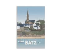 YQCQCS Batz Island Bretagne Church Poster vintage sur toile pour décoration murale