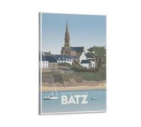 YQCQCS Batz Island Bretagne Church Poster vintage sur toile pour décoration murale